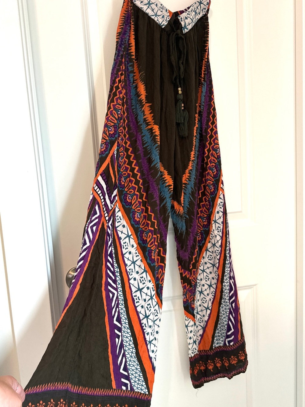 Earthbound Trading Co. Womens Harem Pants S Geometric Wide-Leg Drawstring